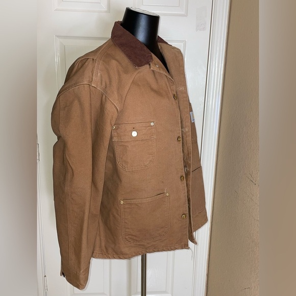 Vintage Carhartt C01 BRN Brown Canvas Blanket Lined Work Jacket Mens Size 50 - Picture 2 of 12